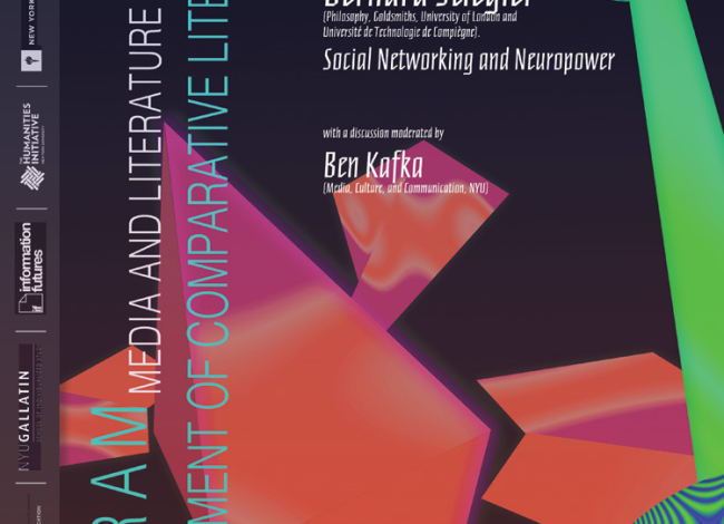Event poster. Bernard Stiegler, Social Networking and Neuropower